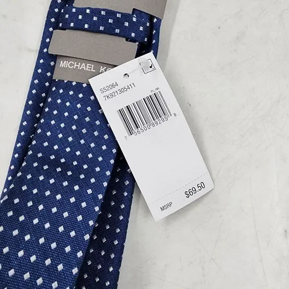 MICHAEL KORS Classic Simple Small Square Print Neck Tie Men's One Size Navy - Picture 11 of 13